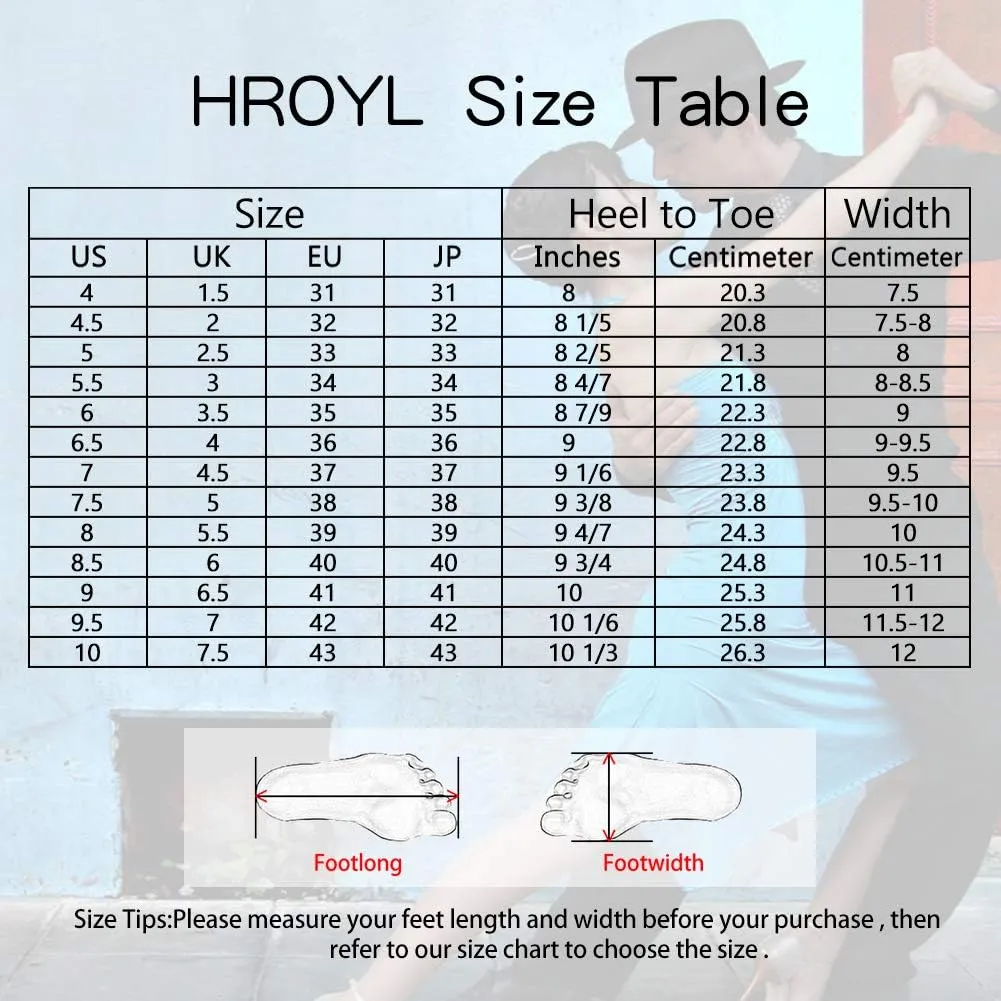 HROYL Women Rhinestone Ballroom Dance Shoes Latin Salsa Practice Performance Dance Shoes YCL388