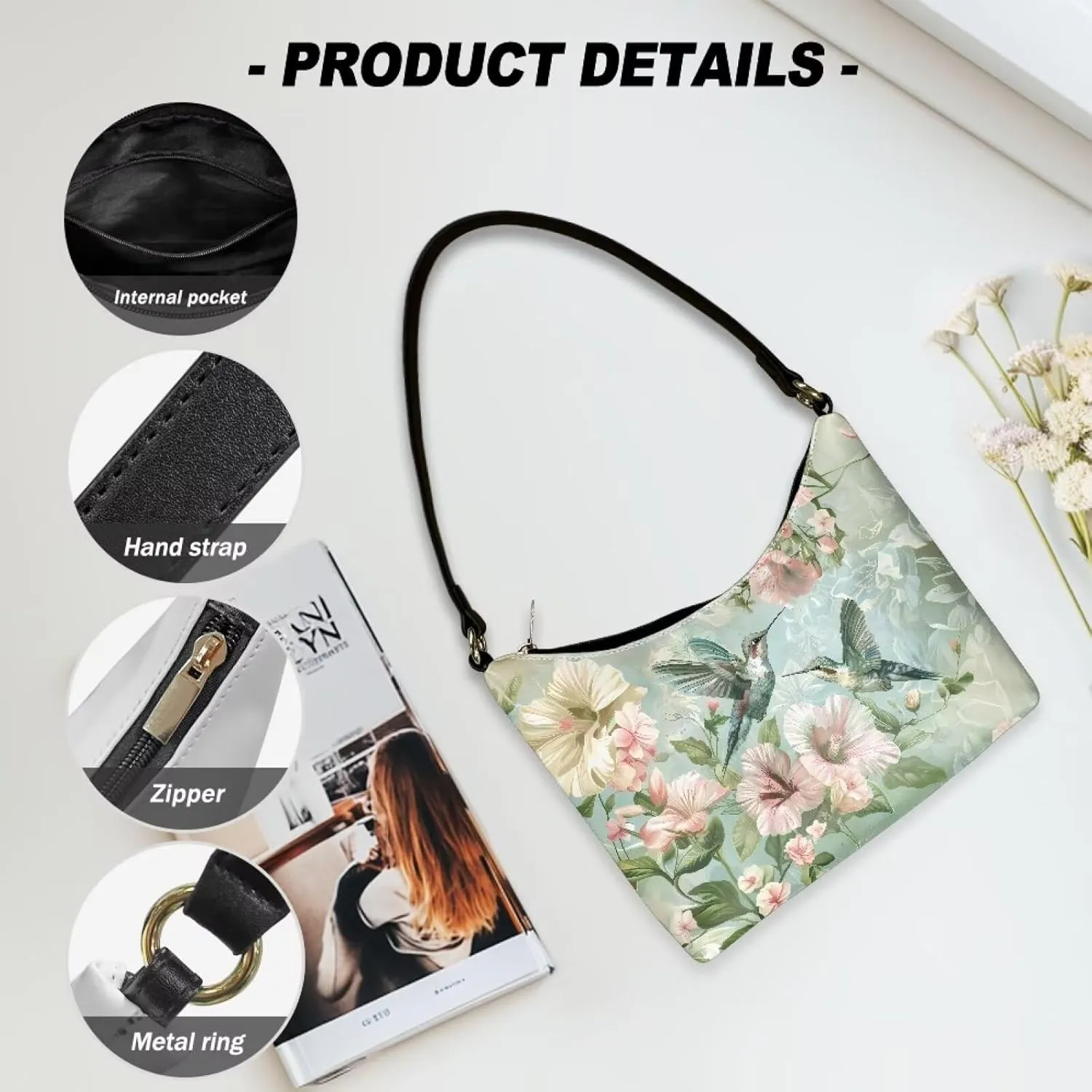 HUGS IDEA Shoulder Bags for Women Small Hobo Tote Handbag Mini Clutch Purse with Zipper Closure