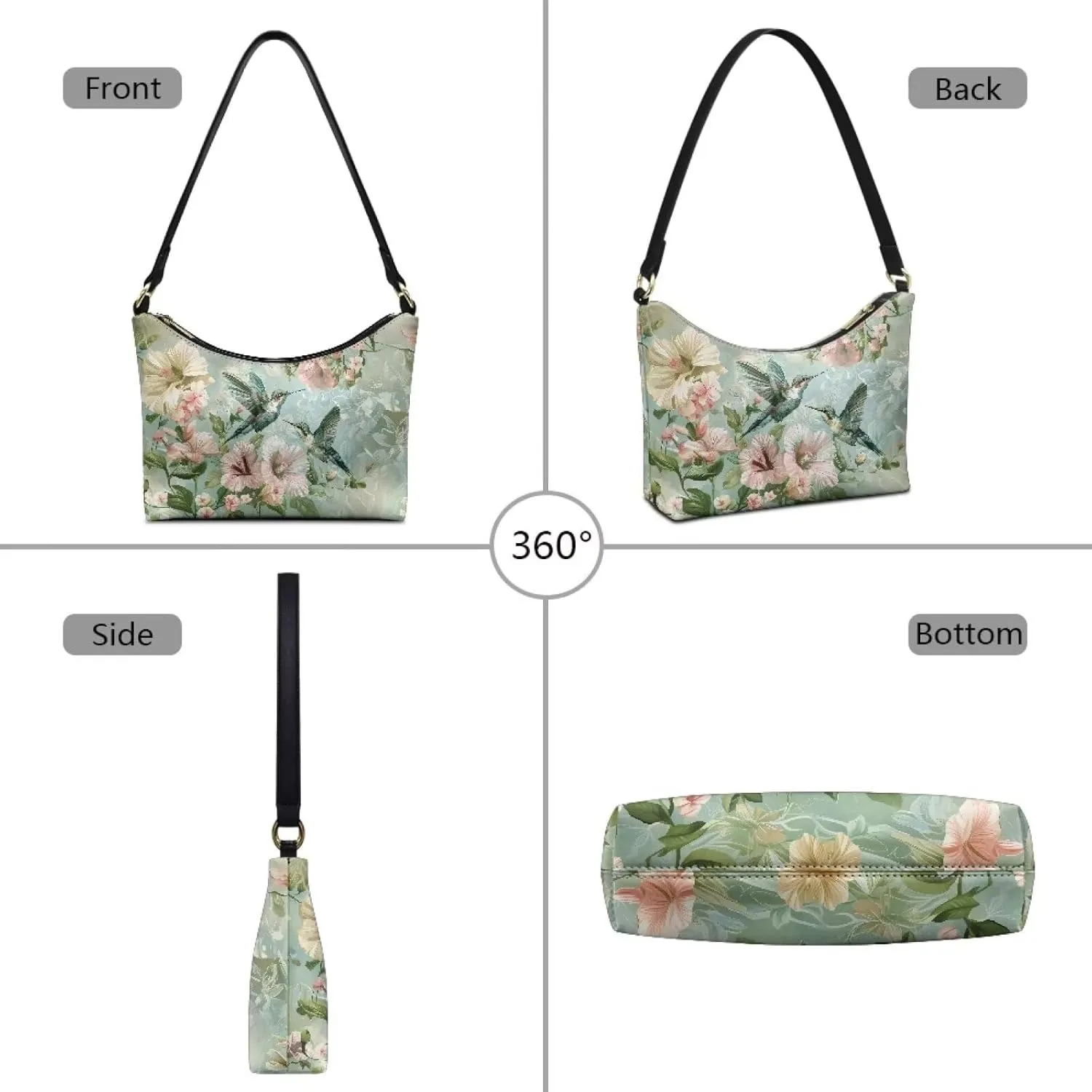 HUGS IDEA Shoulder Bags for Women Small Hobo Tote Handbag Mini Clutch Purse with Zipper Closure