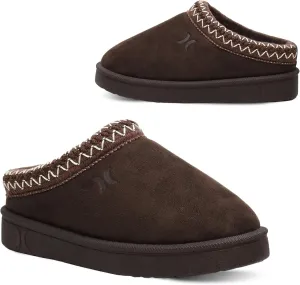 Hurley Kids Modi Slippers - Indoor and Outdoor Slip-On Shoes for Boys and Girls, Durable Clogs With Faux Fur Fleece Lining - Warm Winter House Slippers