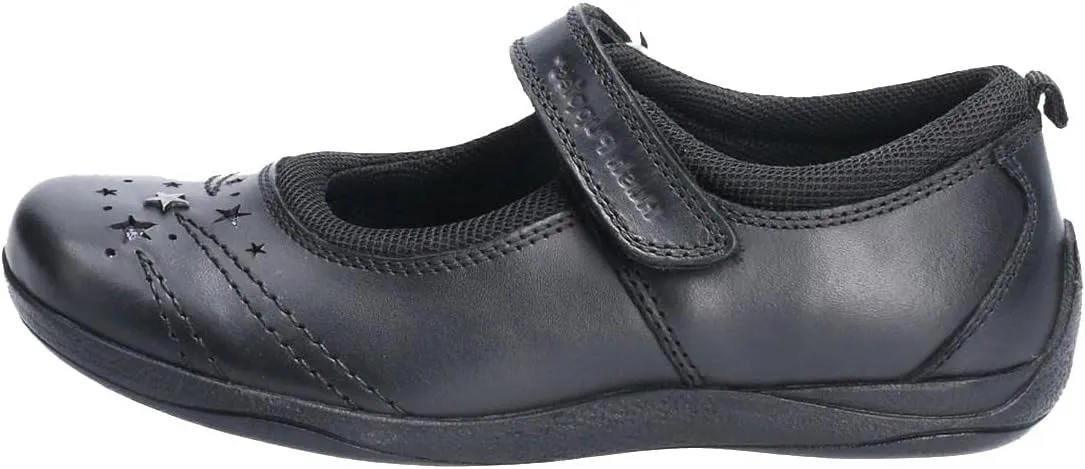 Hush Puppies Amber Girls Senior Touch Fastening Leather School Shoe (5.5 Big Kid) (Black)