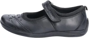 Hush Puppies Amber Girls Senior Touch Fastening Leather School Shoe (5.5 Big Kid) (Black)