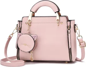 I IHAYNER Fashion Purses and Handbags for Women Top Handle Bag Girls Small Crossbody Shoulder Bag for Ladies with Kitty Purse
