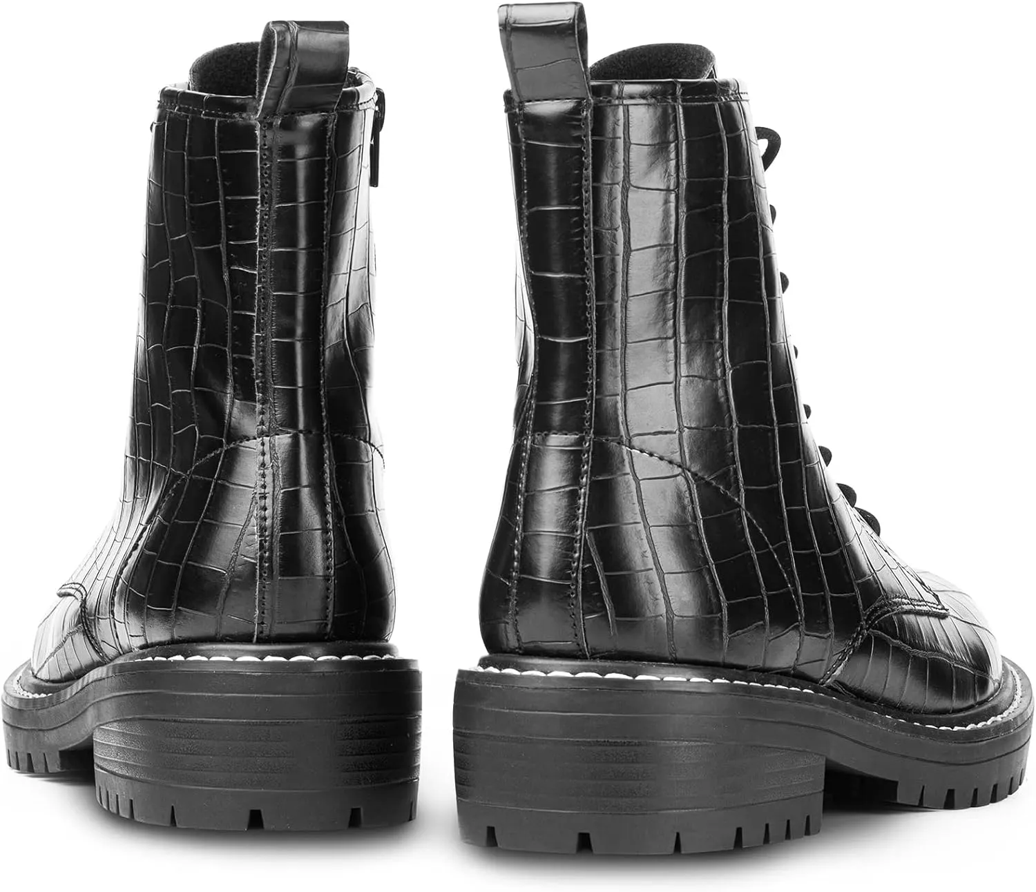 ICHIGO Women’s Fashion Ankle Booties Causal 8-Eye Side Zipper Lace-up Combat Boots