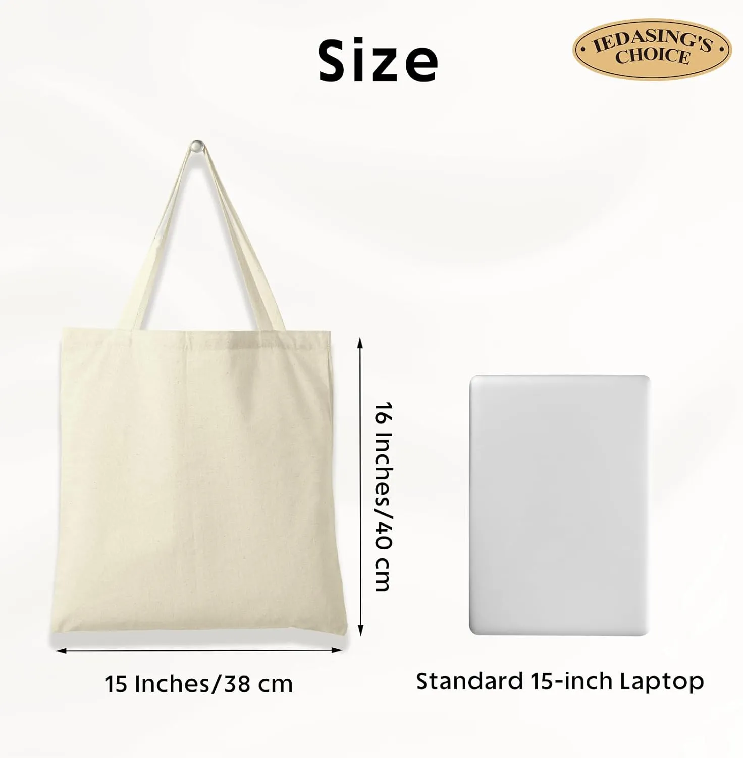 IEDASING'S CHOICE Canvas Tote Bag Sublimation Blanks, Perfect for DIY Crafts Gift Bags Grocery Bags&Everyday Use, 15x16 Inches,10 Pack