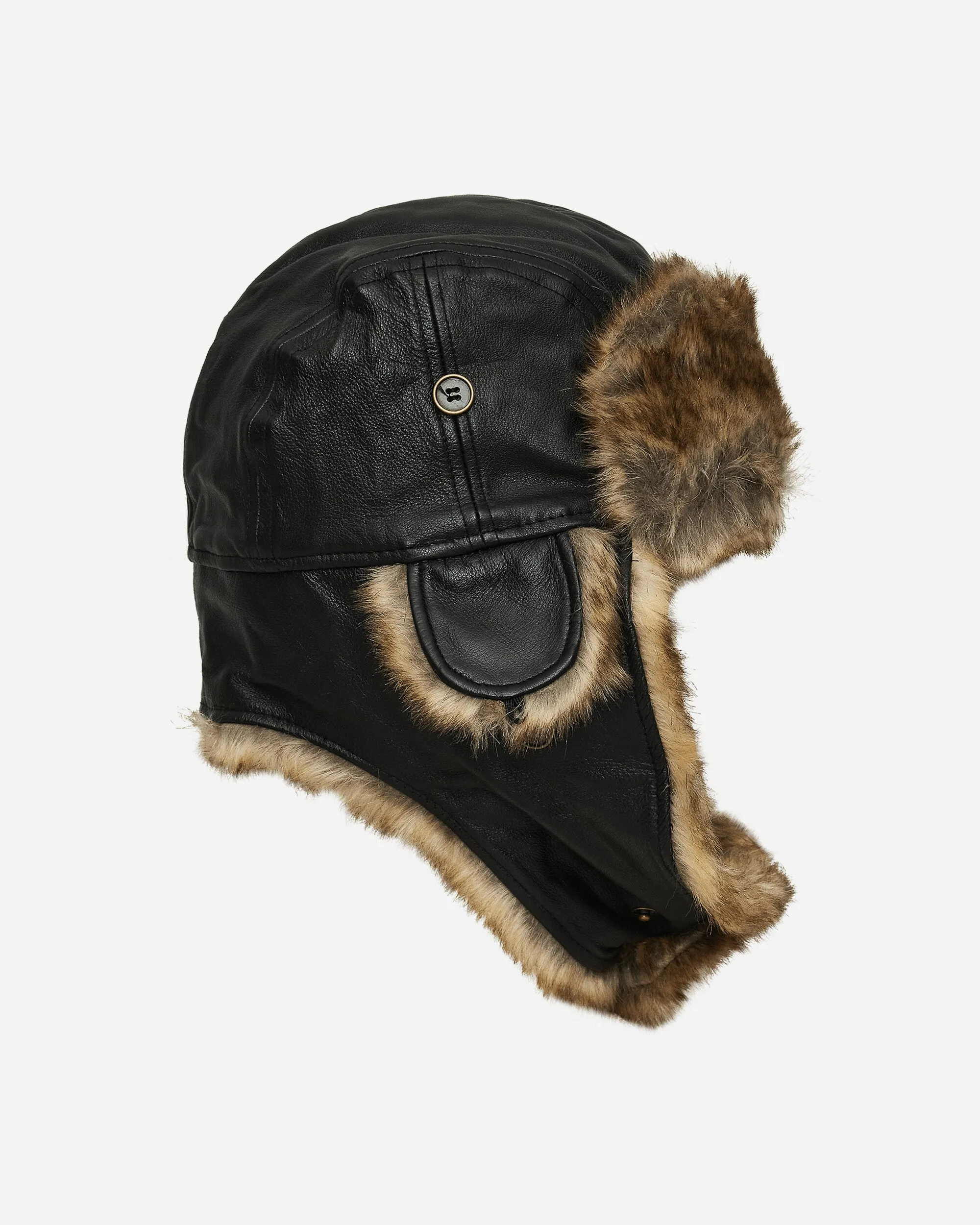 Image Leather Trapper Hat Black