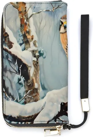 in Snowscape Kestrel Women's Wristlet Wallet Long Slim Purse Card Holder Clutch Handbag