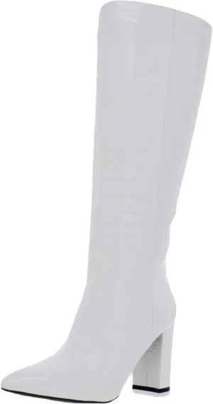 INC Womens Paiton Faux Leather Knee-High Boots White 8.5 Medium (B,M)