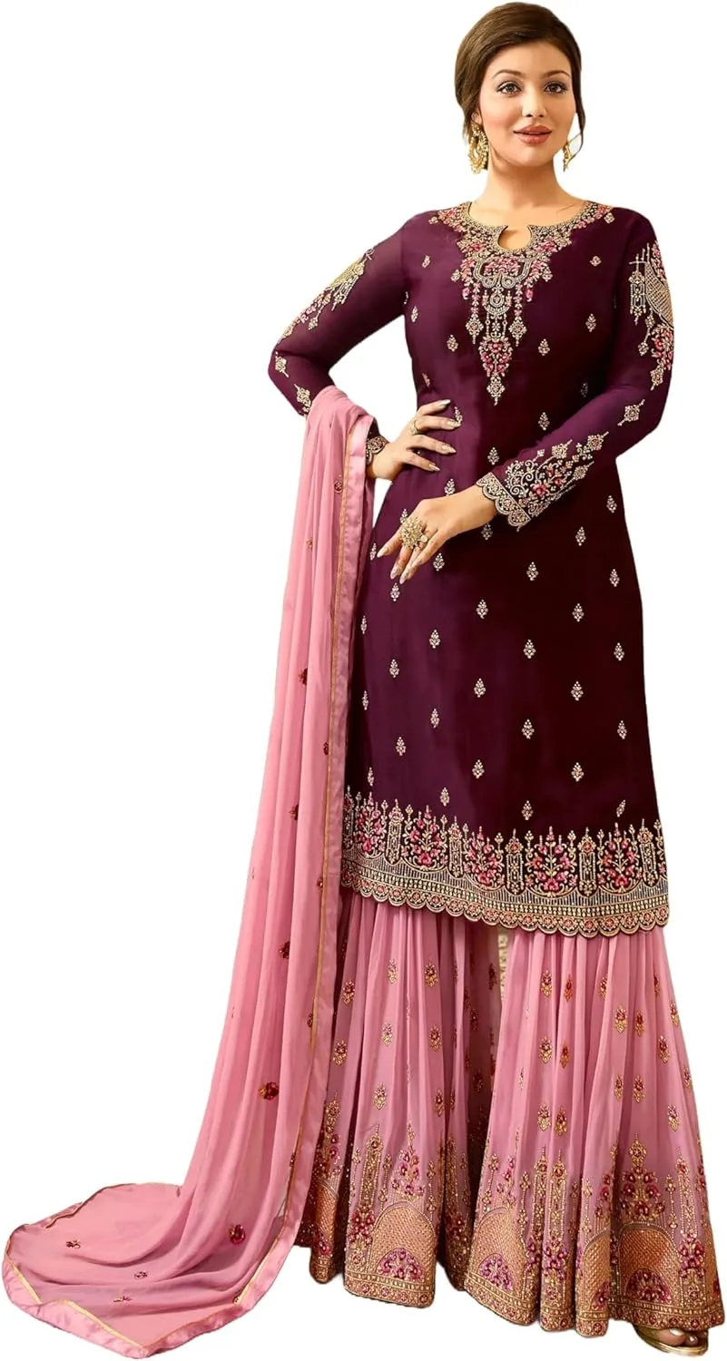 Indian/Pakistani Eid Ramzan Party Wear Wedding Wear Sharara Style Salwar Suit for Women