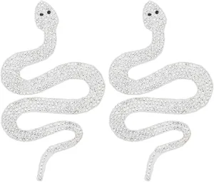 INFUNLY 2PCS Snake Shaped Rhinestones Patches Iron On Snake Appliques Patch for Clothes Silvery Snake Shaped Patches Beaded for DIY Decorate Bags Patches Shoes Suit Jacket Party Wedding Dress