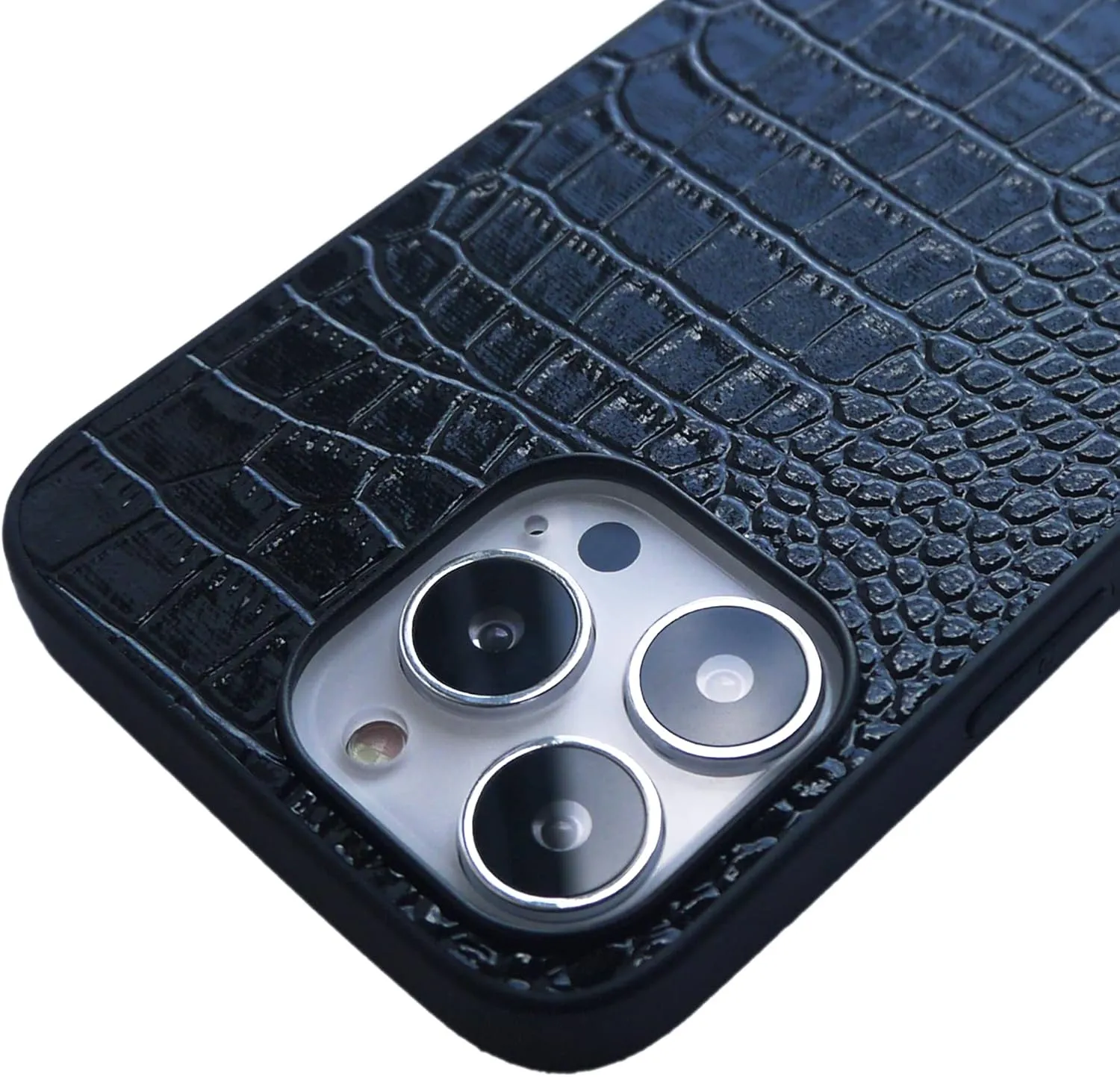 iPhone Xs Max Case for Women, DMaos Crocodile Synthetic Patent Leather Cover, Classic Fashion for iPhone 10s Max 6.5 inch - Black