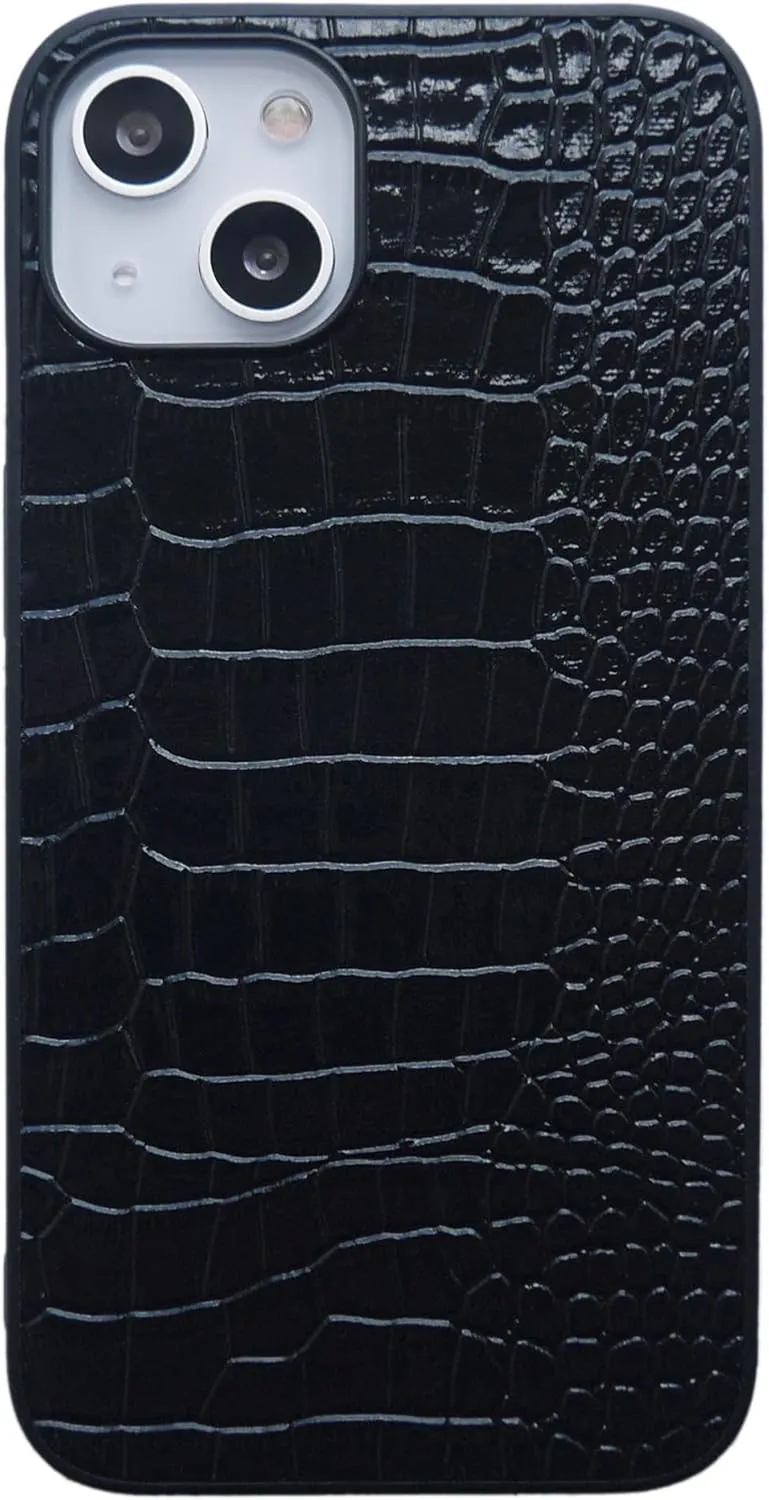 iPhone Xs Max Case for Women, DMaos Crocodile Synthetic Patent Leather Cover, Classic Fashion for iPhone 10s Max 6.5 inch - Black