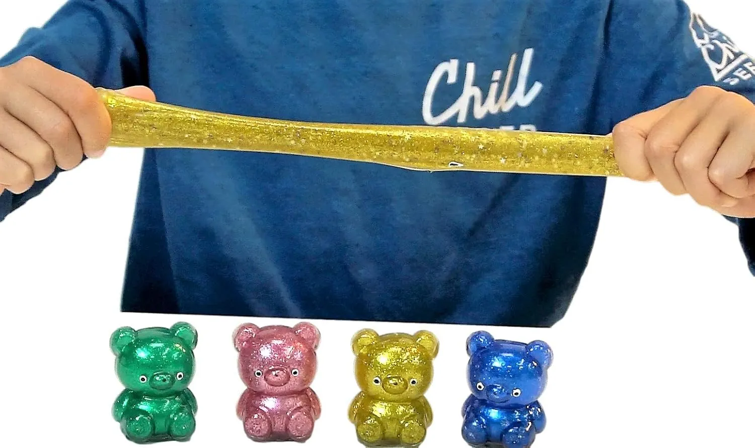 JA-RU Glitter Gummy Bear Toy (8 Bears Assorted) Mochi Squishy Toys for Kids. Animal Stress Balls Sensory Bin Filler. Treasure Box Toys for Classroom, Birthday Party Favors. 4340-8s