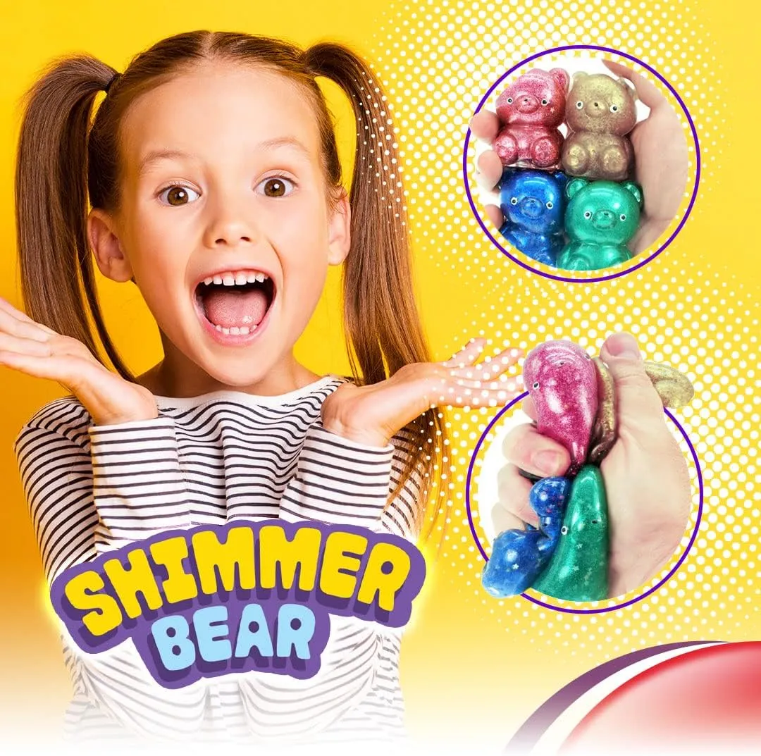 JA-RU Glitter Gummy Bear Toy (8 Bears Assorted) Mochi Squishy Toys for Kids. Animal Stress Balls Sensory Bin Filler. Treasure Box Toys for Classroom, Birthday Party Favors. 4340-8s