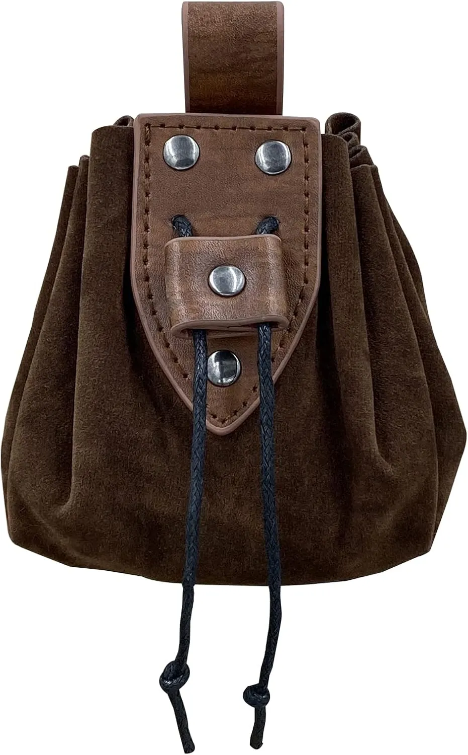 JAOYU Leather Drawstring Nordic Embossed Belt Bag & Coin Purse for Men & Women