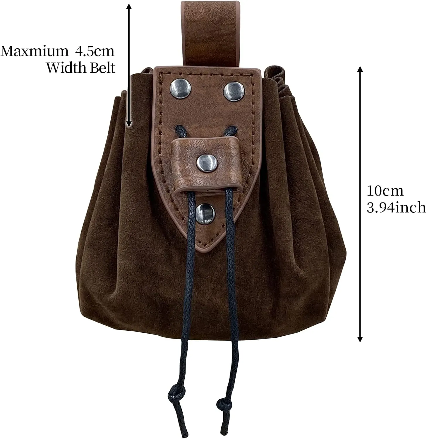JAOYU Leather Drawstring Nordic Embossed Belt Bag & Coin Purse for Men & Women