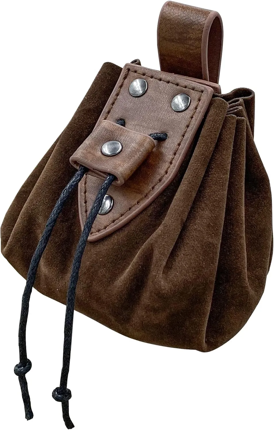 JAOYU Leather Drawstring Nordic Embossed Belt Bag & Coin Purse for Men & Women