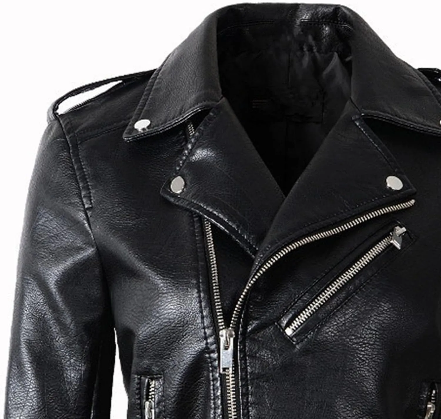 JEKE-DG Women's Washed Cropped Faux Leather Coat Slim Fit Lapel Fashion Coat Jacket Open Front Motorcycle Fall Coats