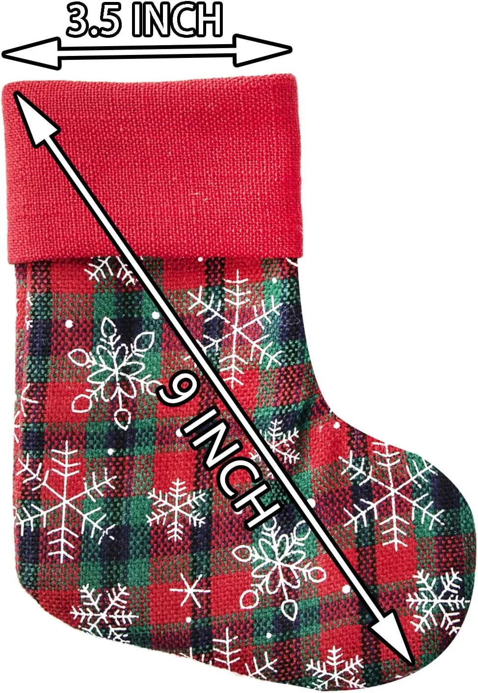 JEKOSEN 9'' Set of 8 Mini Christmas Stocking Ornament Glitter Plaid Snowflake Print Candy Gift Bag Holders for Kids, Xmas Tree, Home, Garden, Family Fireplace Decorations