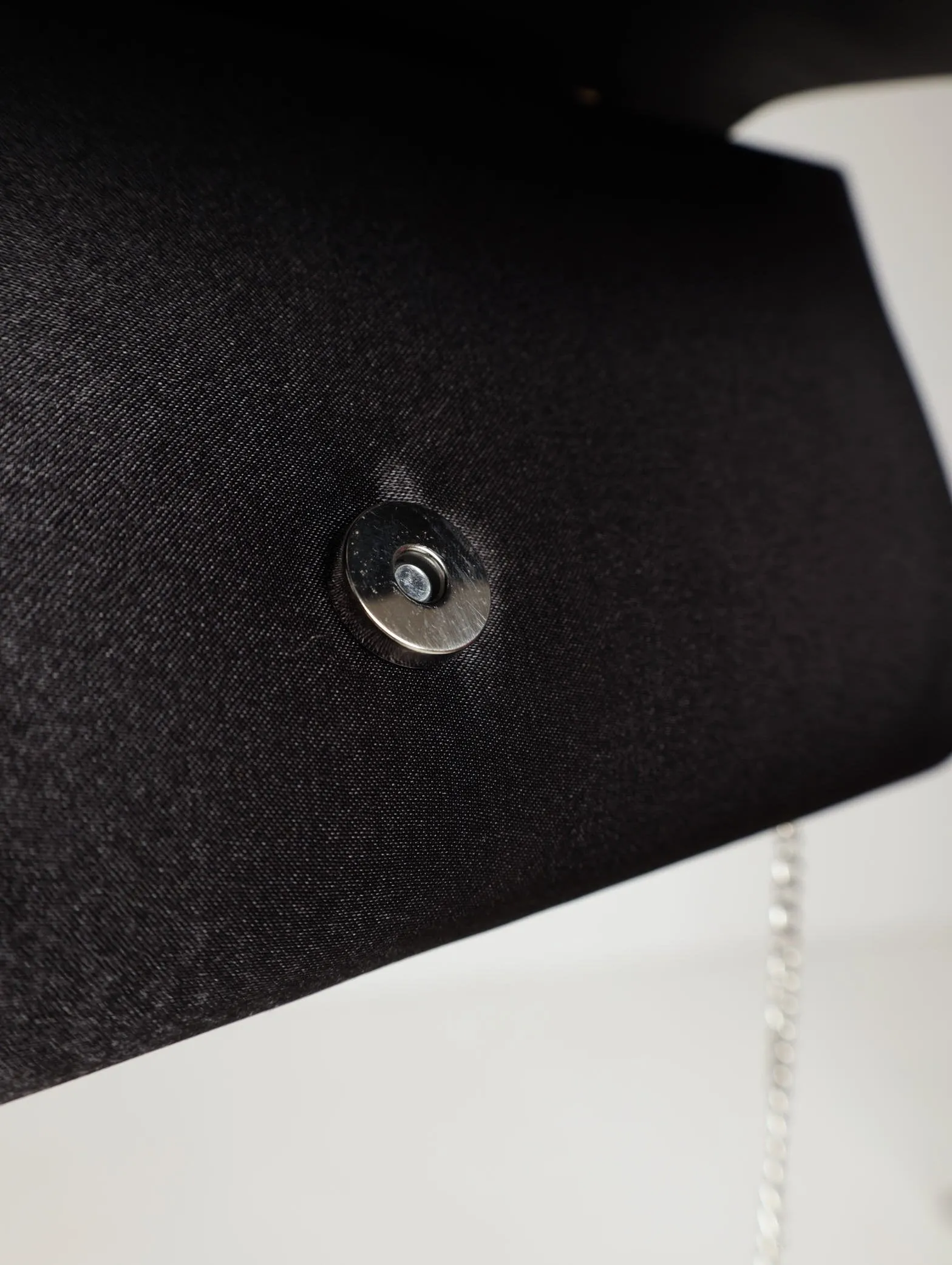 Jewel Bow Satin Clutch Bag - Black