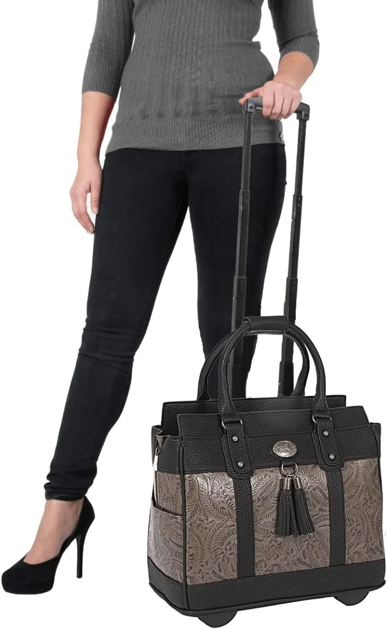 JKM & Company Rolling Laptop Bag Women, Rolling Briefcase for Women, 13"-17" Inch Laptop Bag with Wheels