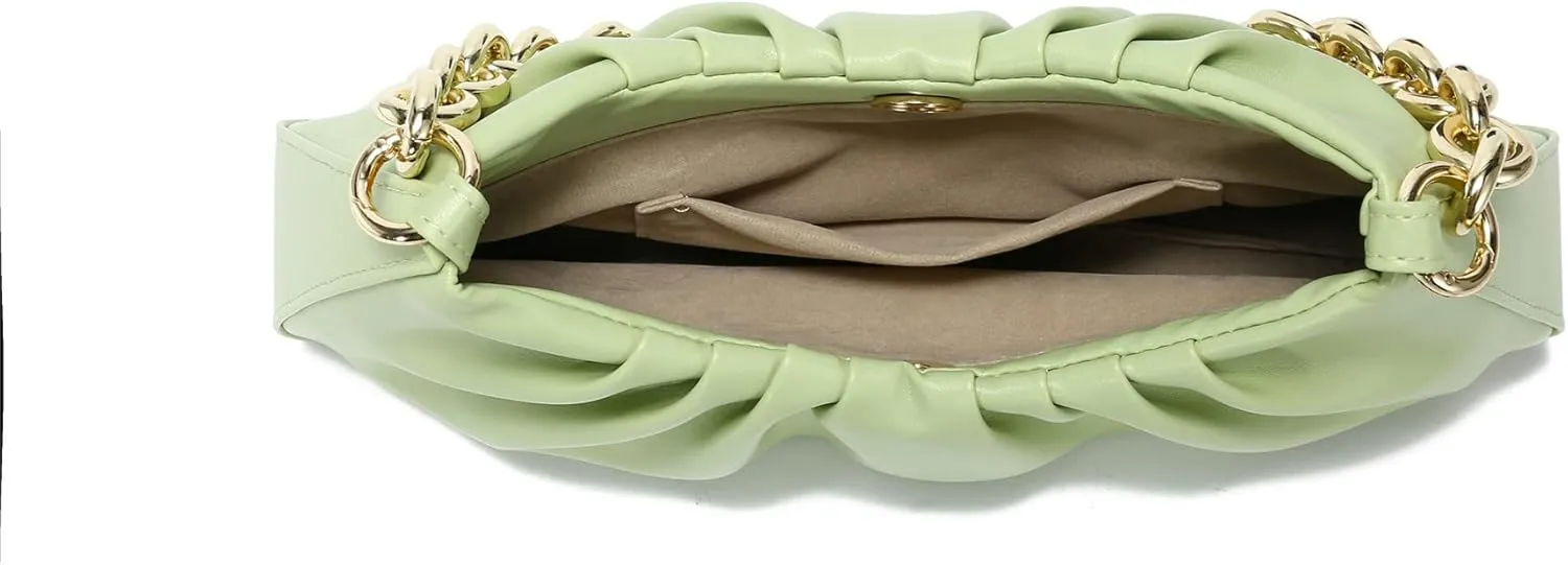 JOLLQUE Shoulder Bag for Women,Small Leather Dumpling Bags Handbag Purse,Gold Chain Evening Clutch Purses