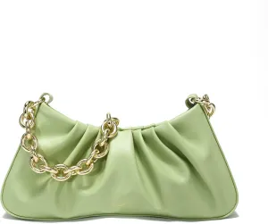 JOLLQUE Shoulder Bag for Women,Small Leather Dumpling Bags Handbag Purse,Gold Chain Evening Clutch Purses