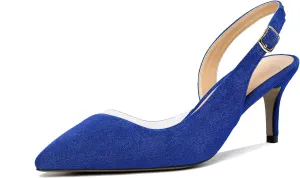 Joseywade Slingback Heels for Women Kitten Low Heel Pointed Toe Slingback Pumps Fashion Dress Shoes for Party Casual Office