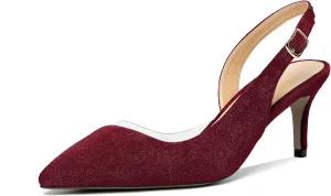 Joseywade Slingback Heels for Women Kitten Low Heel Pointed Toe Slingback Pumps Fashion Dress Shoes for Party Casual Office
