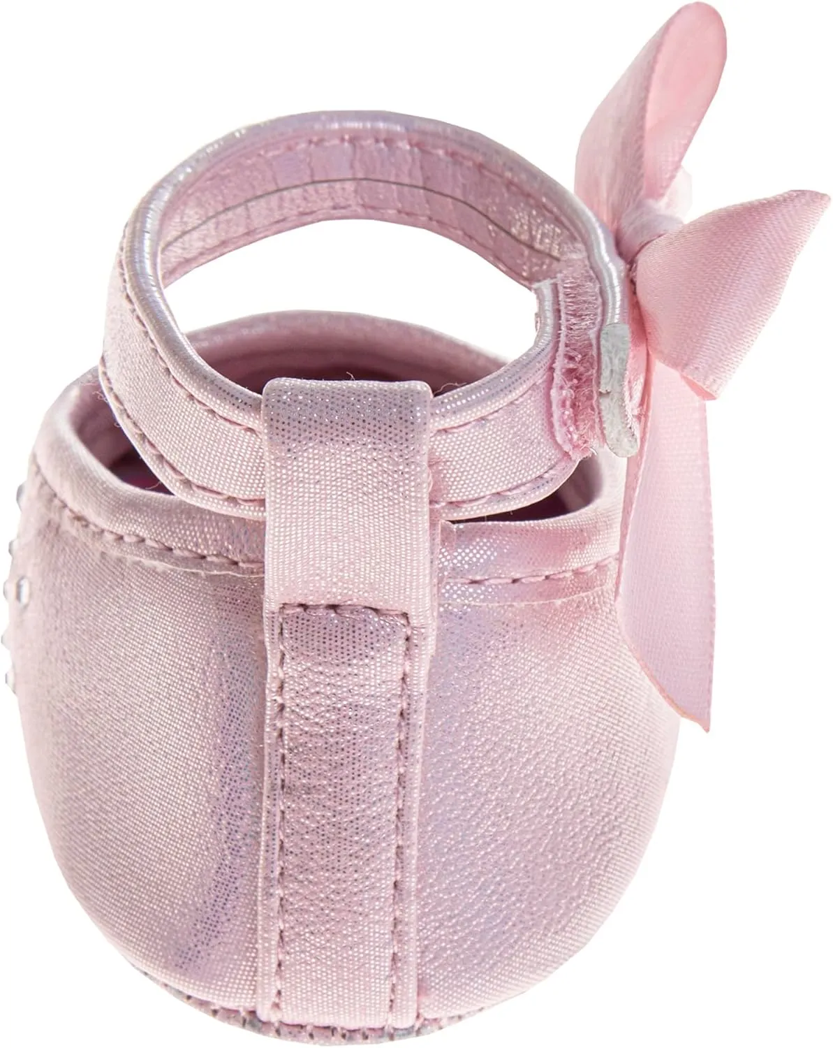 Josmo Baby Girls Sparkling Satin Mary Jane Sandals with Bow and Rhinestones Soft Sole Crib Shoes (Size 2-4 Infant)