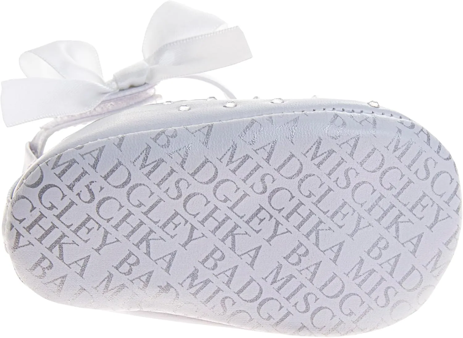 Josmo Baby Girls Sparkling Satin Mary Jane Sandals with Bow and Rhinestones Soft Sole Crib Shoes (Size 2-4 Infant)