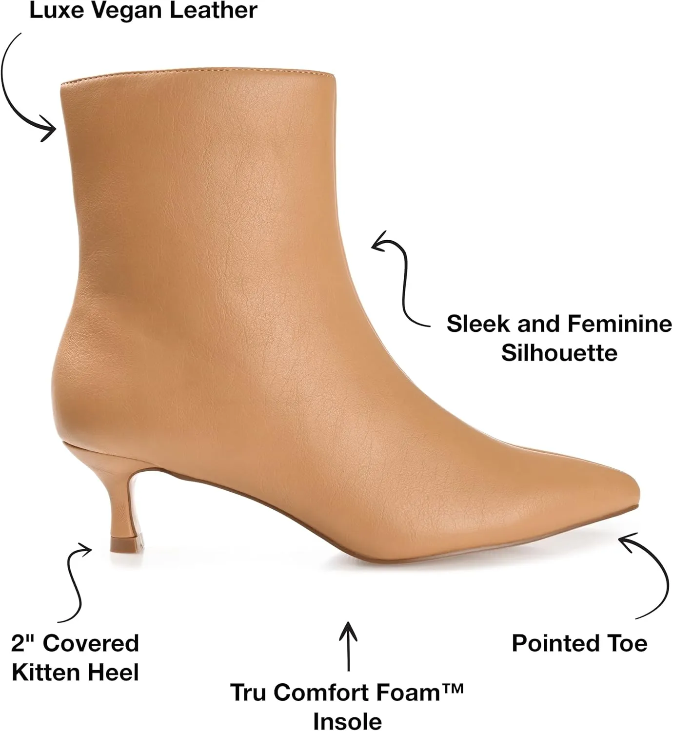 Journee Collection Womens Arely Faux Leather Pointed Toe Ankle Boots