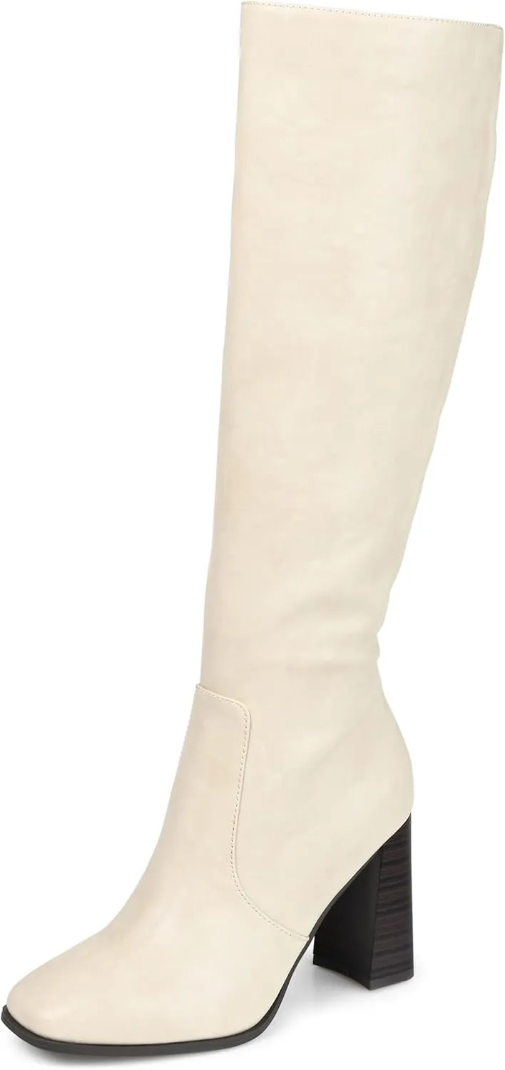 Journee Collection Womens Karima Faux Leather Square Toe Knee-High Boots