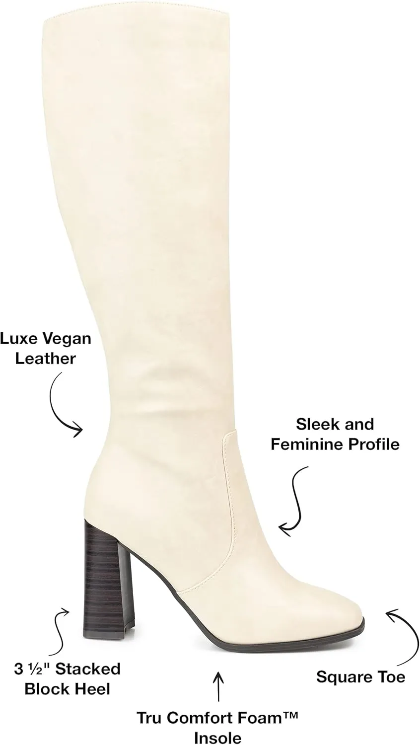 Journee Collection Womens Karima Faux Leather Square Toe Knee-High Boots