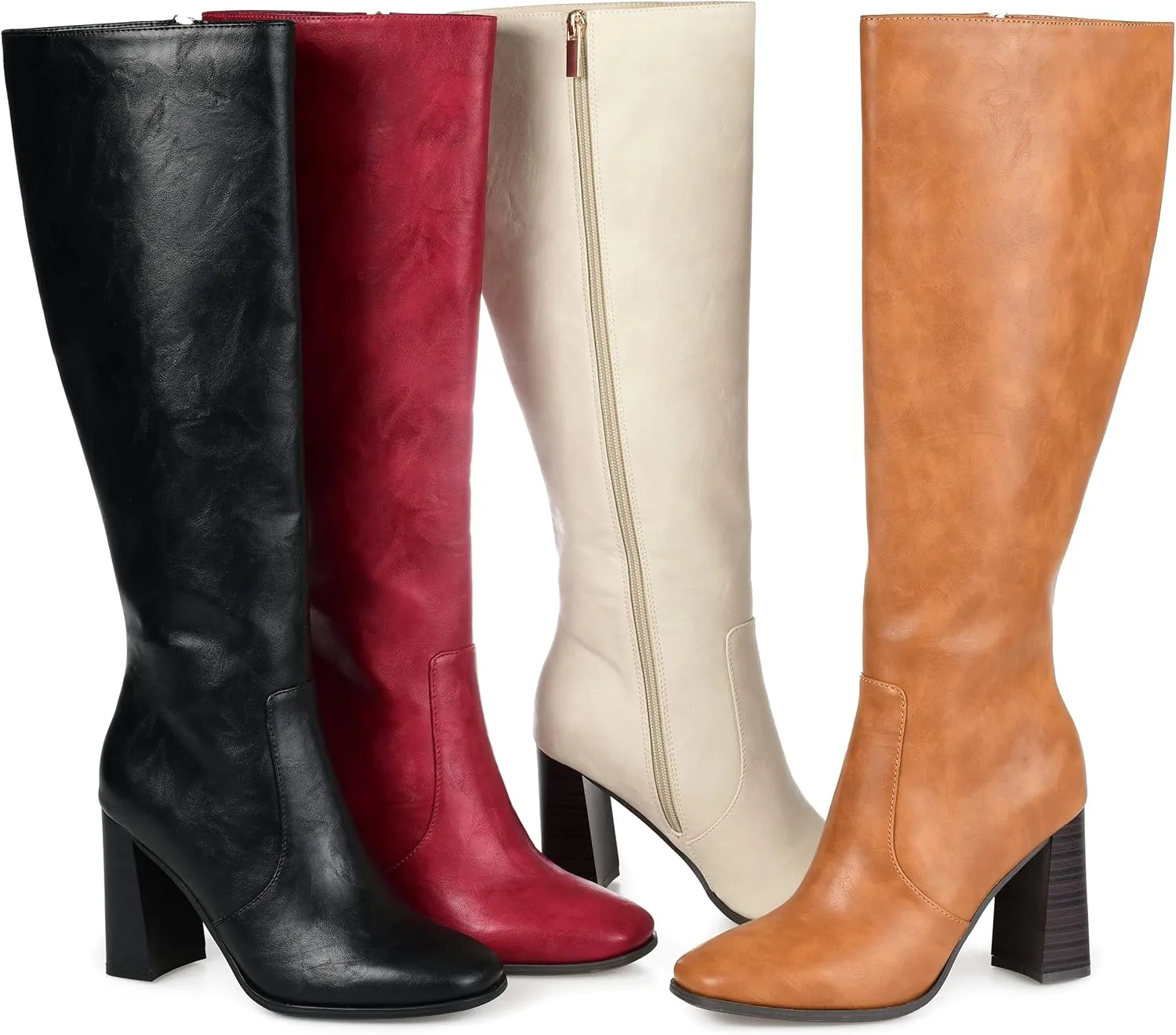 Journee Collection Womens Karima Faux Leather Square Toe Knee-High Boots