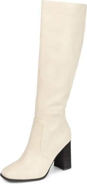 Journee Collection Womens Karima Faux Leather Square Toe Knee-High Boots