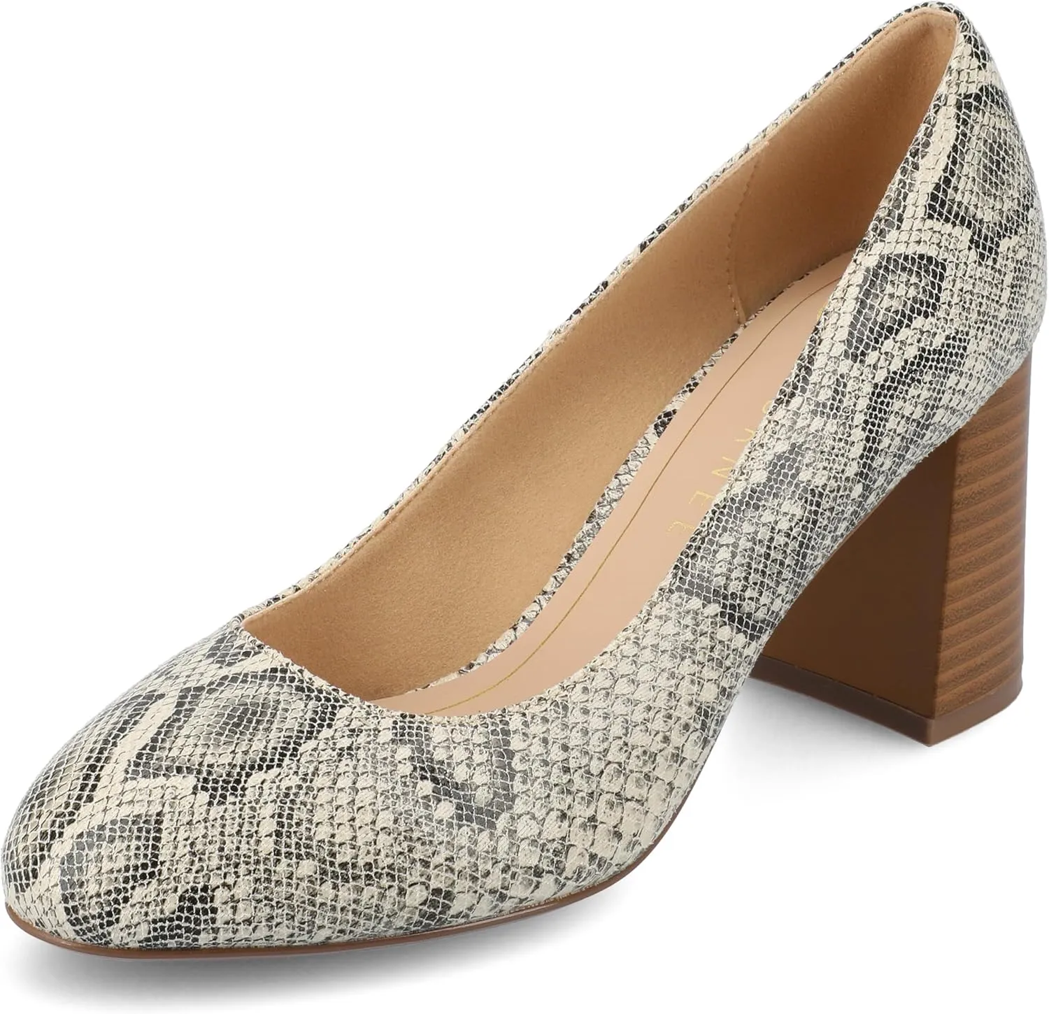 Journee Collection Womens Seraphina Cushioned Dress Pumps Covered Block Heel Round Toe Slip On Fashion Shoe