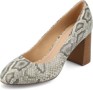 Journee Collection Womens Seraphina Cushioned Dress Pumps Covered Block Heel Round Toe Slip On Fashion Shoe