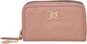 Juicy Couture Women's Medium Double Zip Around Wallet (Dusty Blush Embroidered)