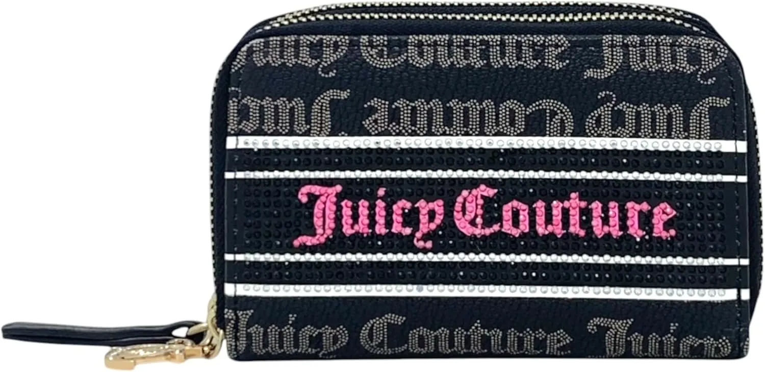 Juicy Couture Women's Medium Double Zip-Around Wallet (Fashion Statement Black Beige)