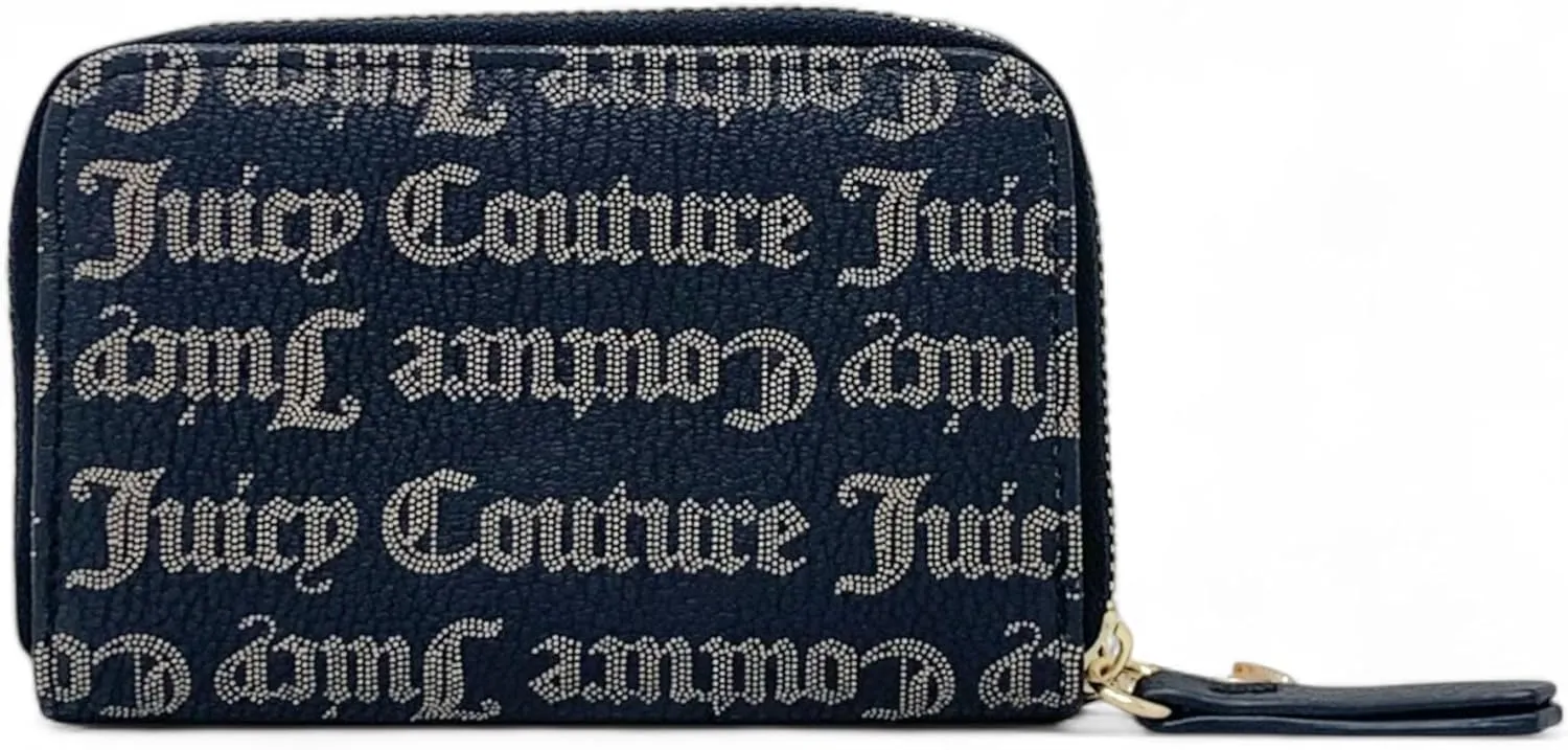 Juicy Couture Women's Medium Double Zip-Around Wallet (Fashion Statement Black Beige)