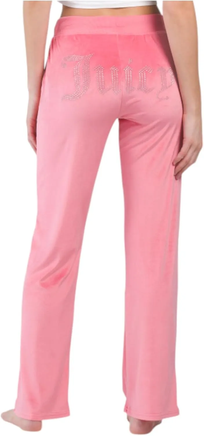 Juicy Couture Women's Velvet Fleece Pajama Pant with Rhinestones
