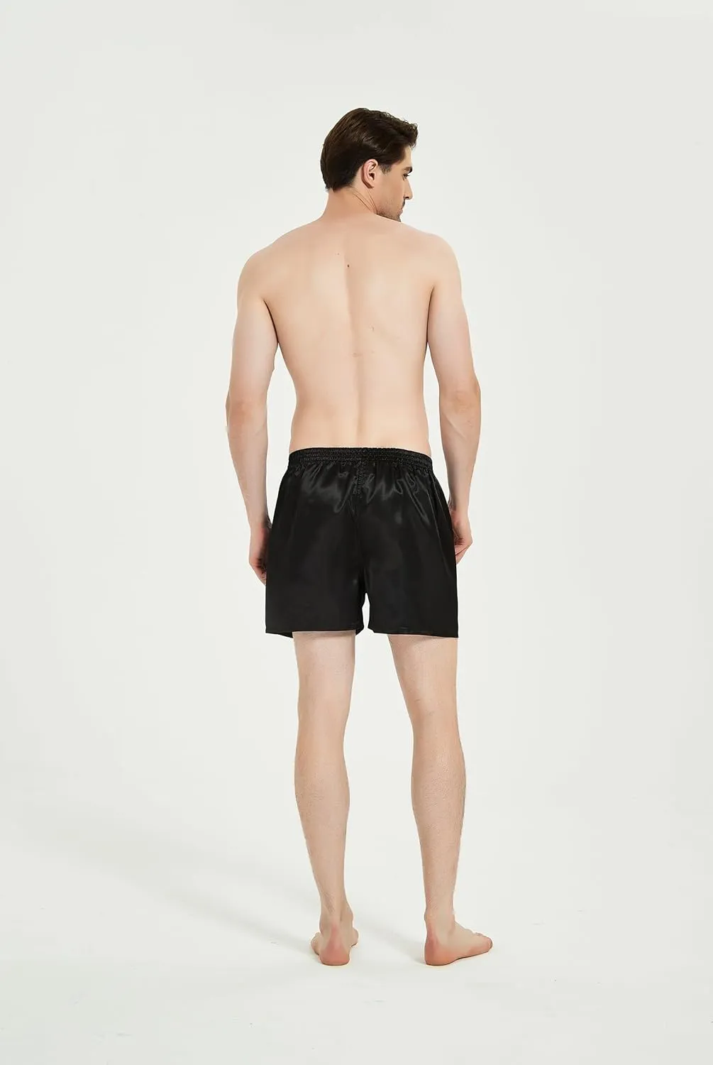 JupiterSecret Mens Satin Boxer Shorts Pack, Silk Feeling Sleep Shorts Underwear with Button Fly, Silky Pajama Bottoms for Men