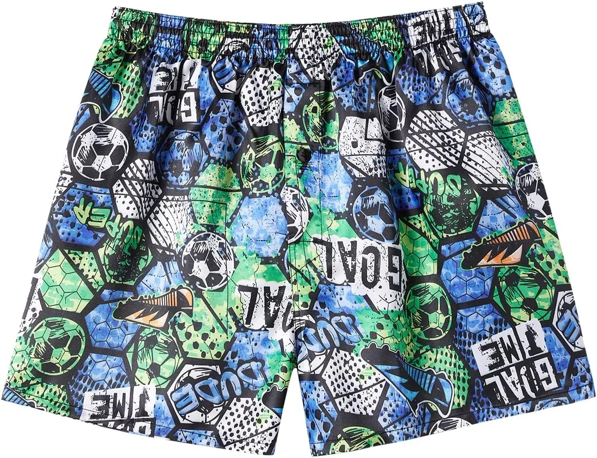 JupiterSecret Mens Satin Boxer Shorts Pack, Silk Feeling Sleep Shorts Underwear with Button Fly, Silky Pajama Bottoms for Men