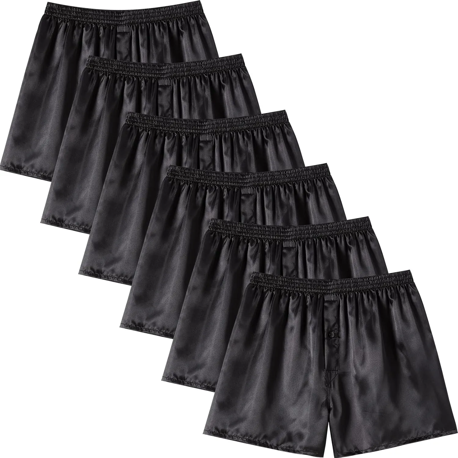 JupiterSecret Mens Satin Boxer Shorts Pack, Silk Feeling Sleep Shorts Underwear with Button Fly, Silky Pajama Bottoms for Men
