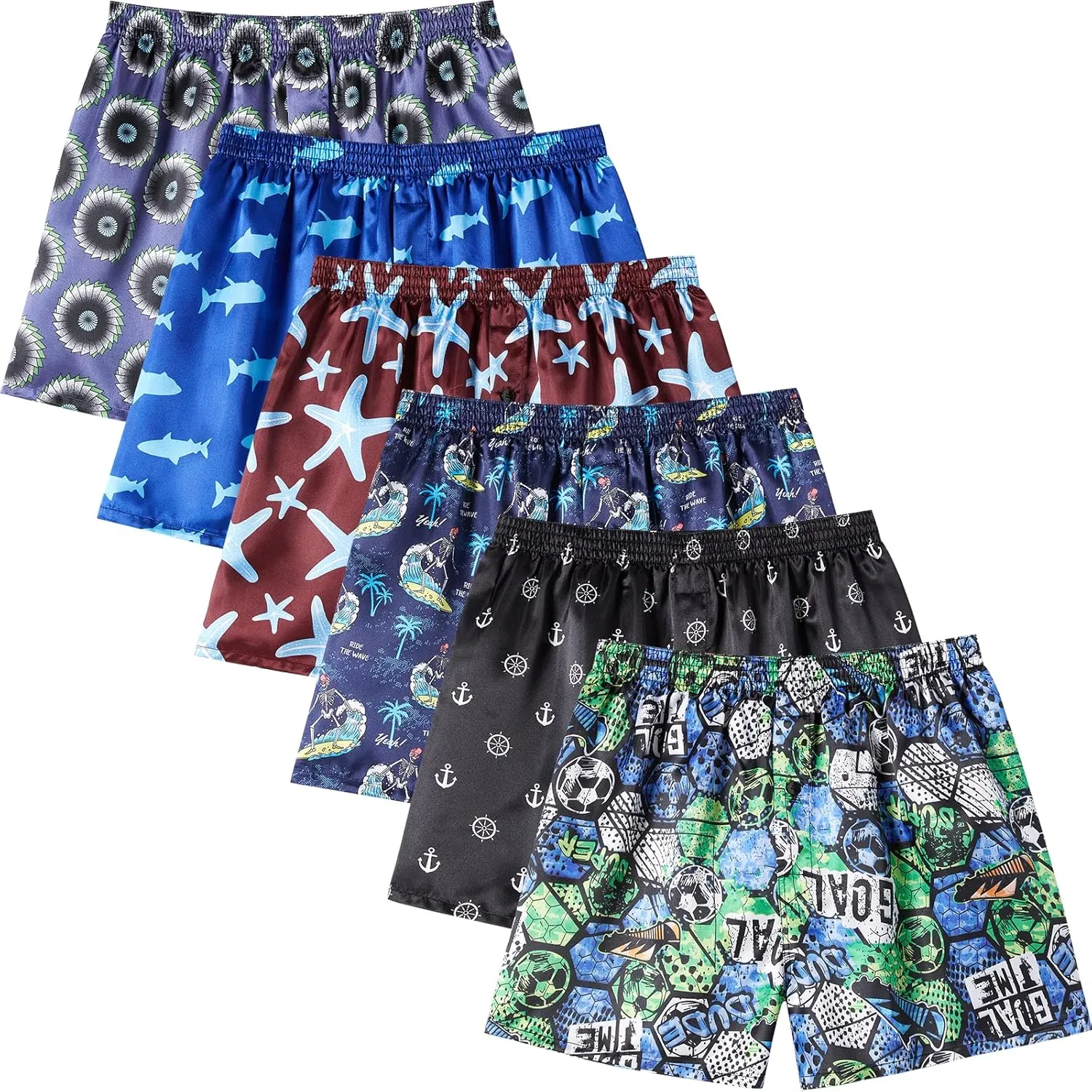 JupiterSecret Mens Satin Boxer Shorts Pack, Silk Feeling Sleep Shorts Underwear with Button Fly, Silky Pajama Bottoms for Men
