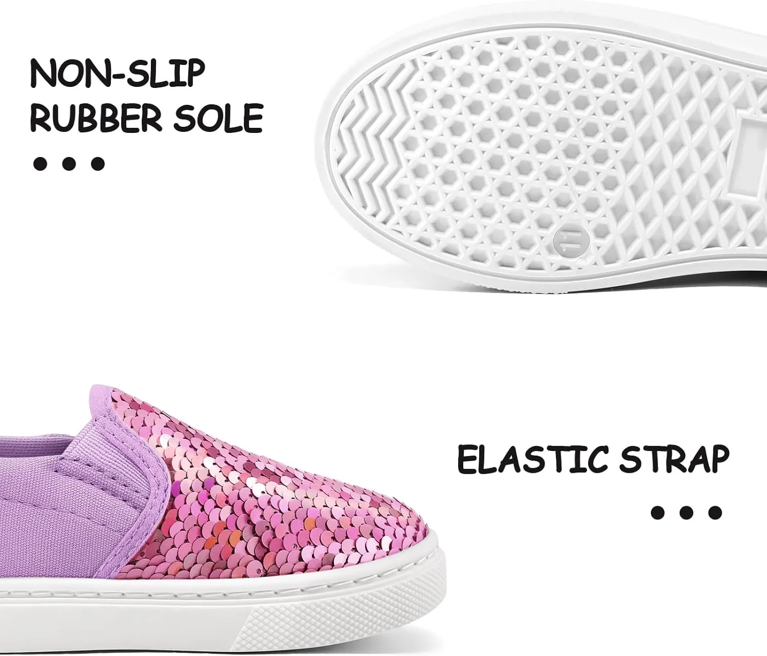 K KomForme Toddler Slip on Sneakers Girls Sparkle Sequins Canvas Walking Shoes