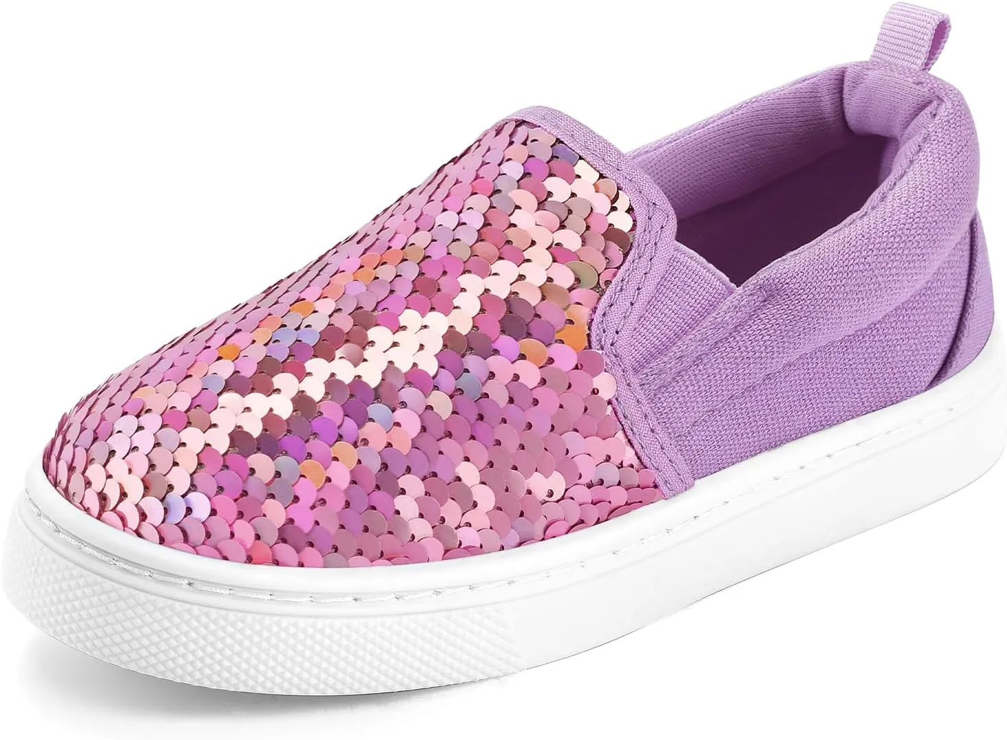 K KomForme Toddler Slip on Sneakers Girls Sparkle Sequins Canvas Walking Shoes