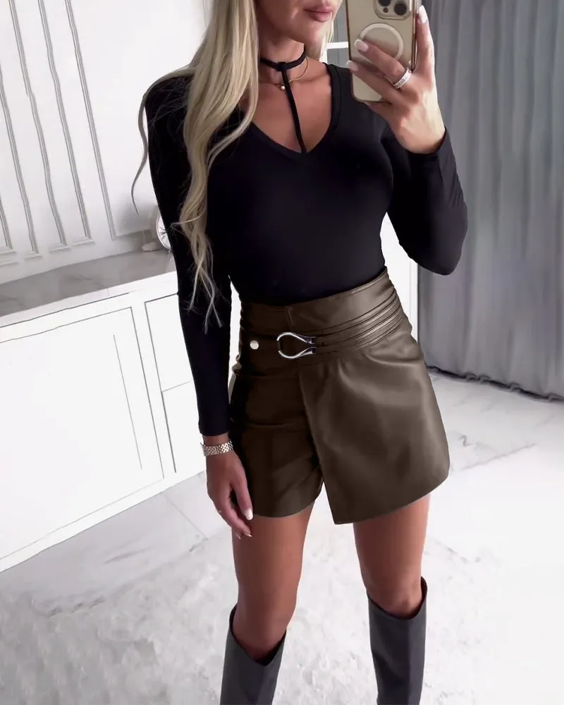Kaia™ Solid High-Waisted Shorts