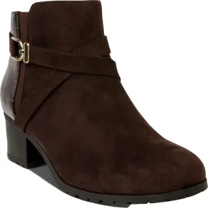 Karen Scott Womens Franccess Faux Leather Embossed Booties Brown 9 Medium (B,M)